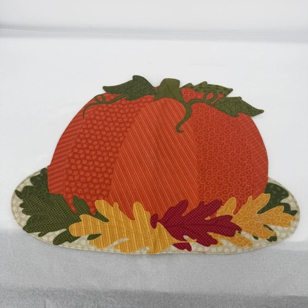 Cecil Saydah Company Pumpkin Kitchen Towel & Unbranded Placemat SET Fall Decor